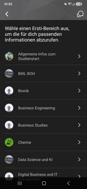 Screenshot aus der CampusApp