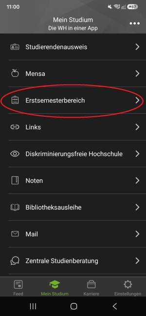 Screenshot aus der CampusApp